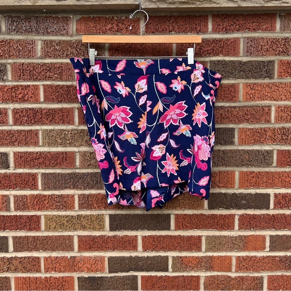 LOFT Blue and Pink Floral Flowy Shorts